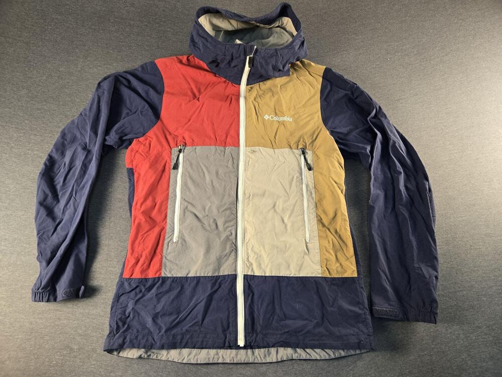 Columbia Jacket Mens Medium Multicolor Colorblock Hooded Windbreaker Nylon